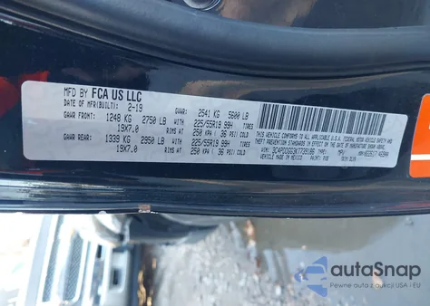 2019 Dodge Journey Crossroad Awd z USA, uszkodzony, nr VIN 3C4PDDGG3KT739186